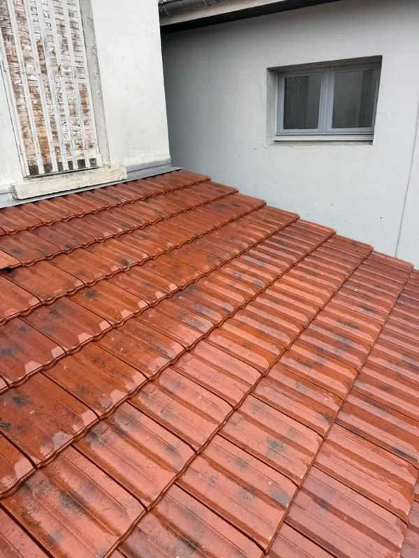 Toiture en tuiles après nettoyage